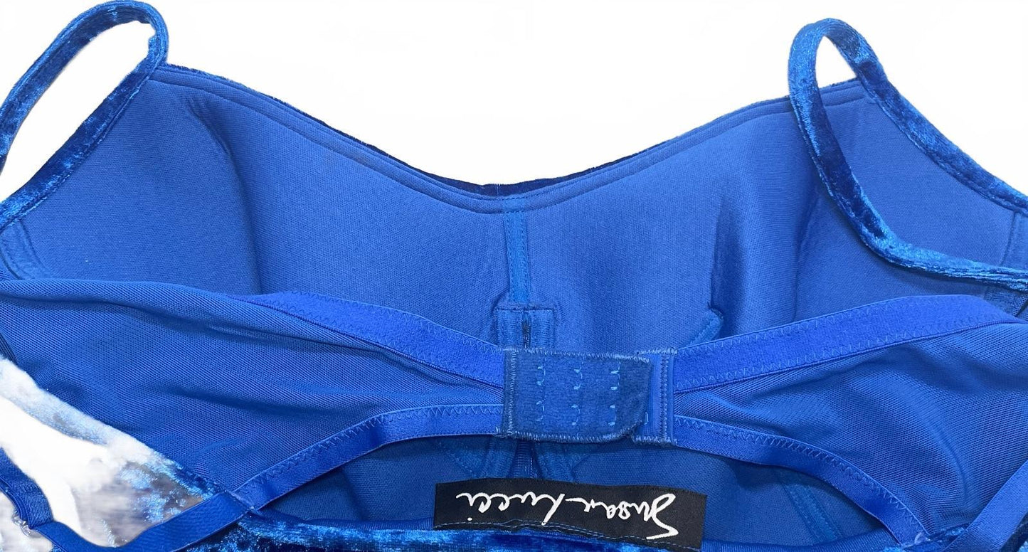 Susan Lucci Vintage Blue Crushed Velvet Camisole Top Size 38C