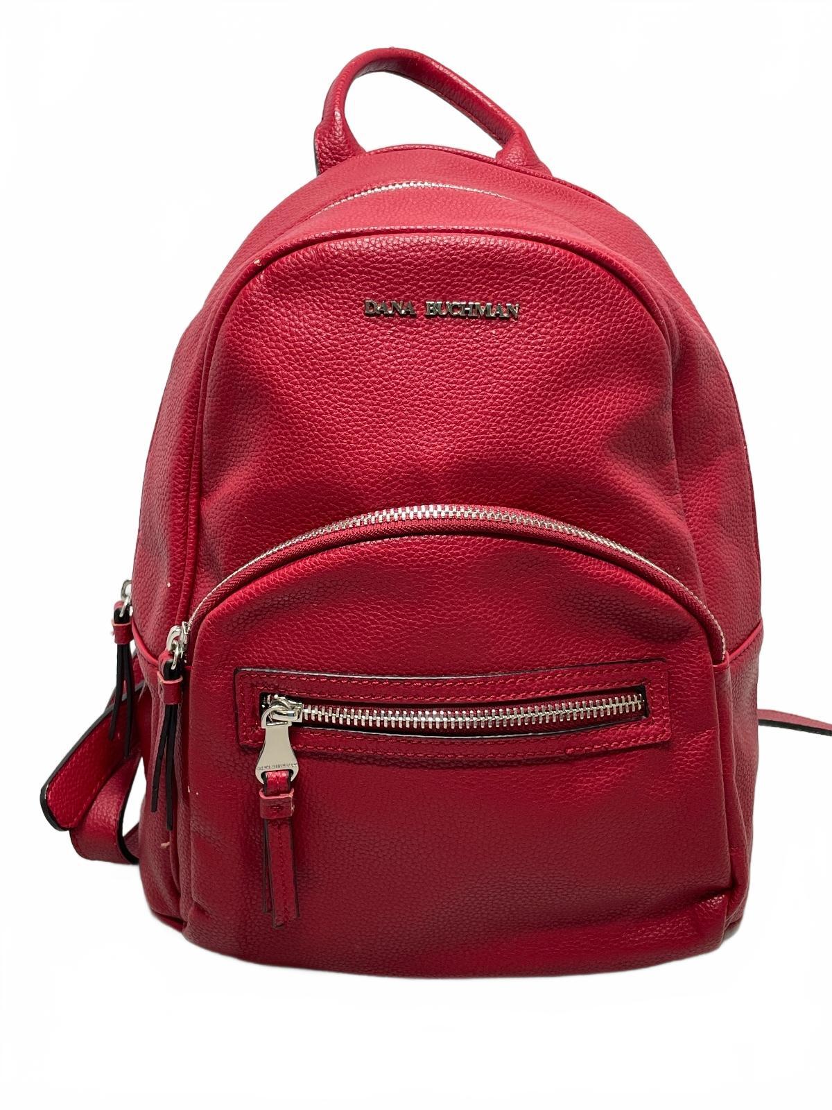 Dana Buchman Red Leather Backpack Has Picking 13" x 10" x 4"