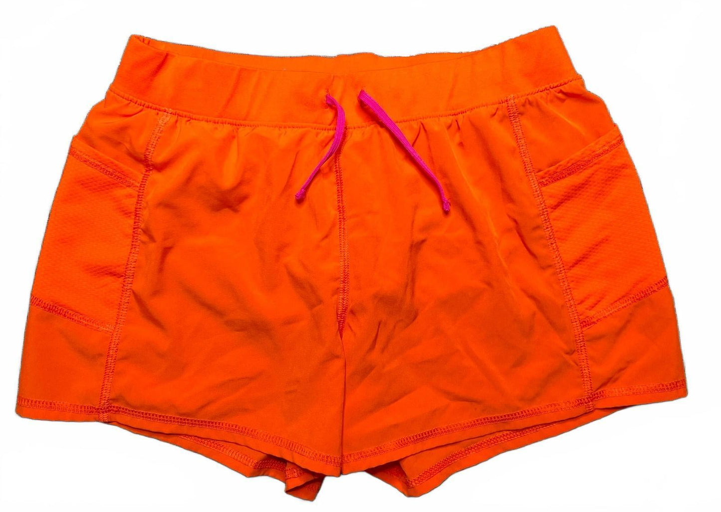 Tek Gear Orange Athletic Shorts with Pink Drawstring Girls XL (14/16)