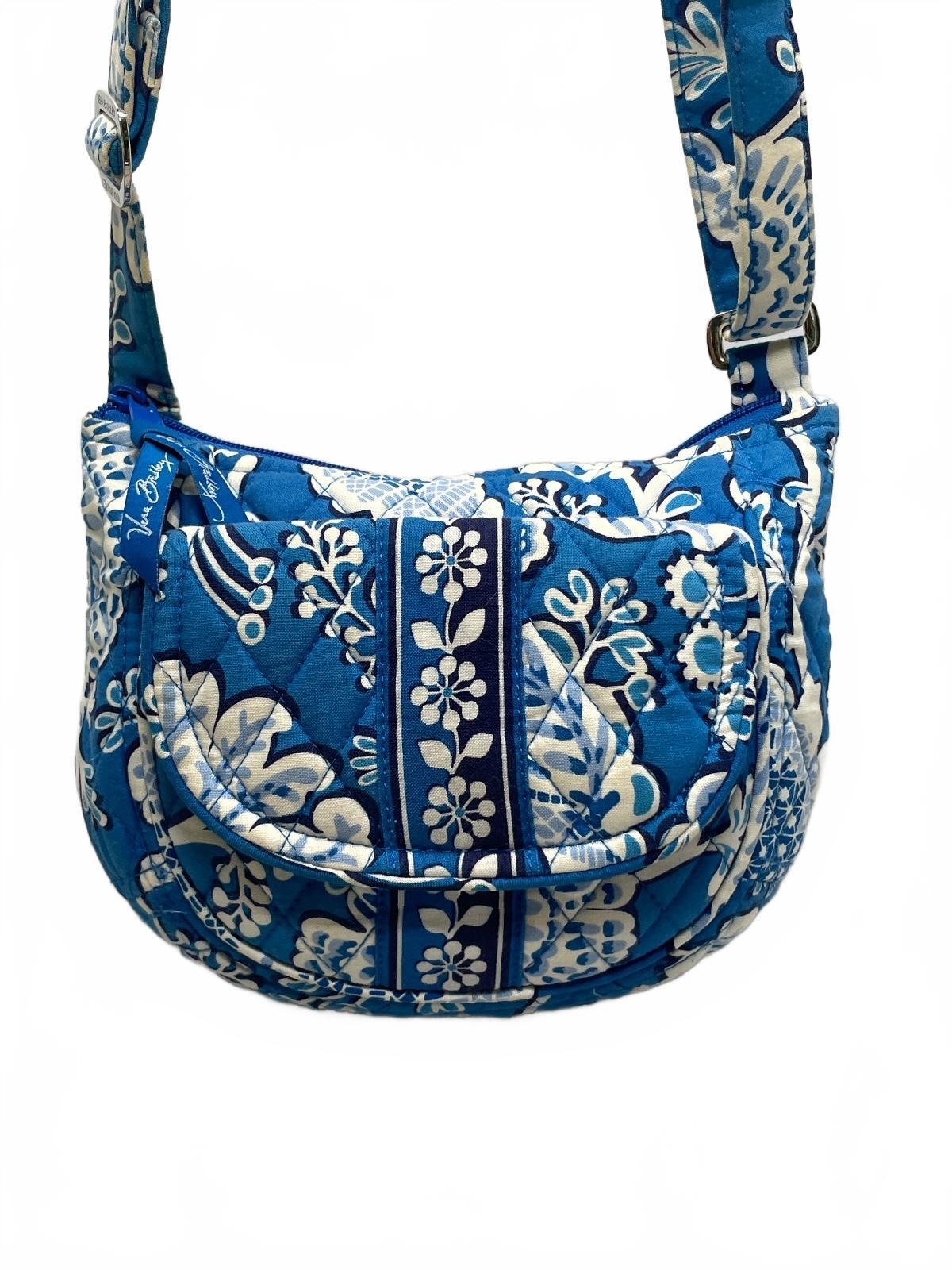 Vera Bradley Quilted Crossbody Bag in Blue Floral Print 8.5" x 5" x 3"