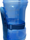 Blue Large Water Bottle with Side Zipper Pouch and Time Marker 74oz