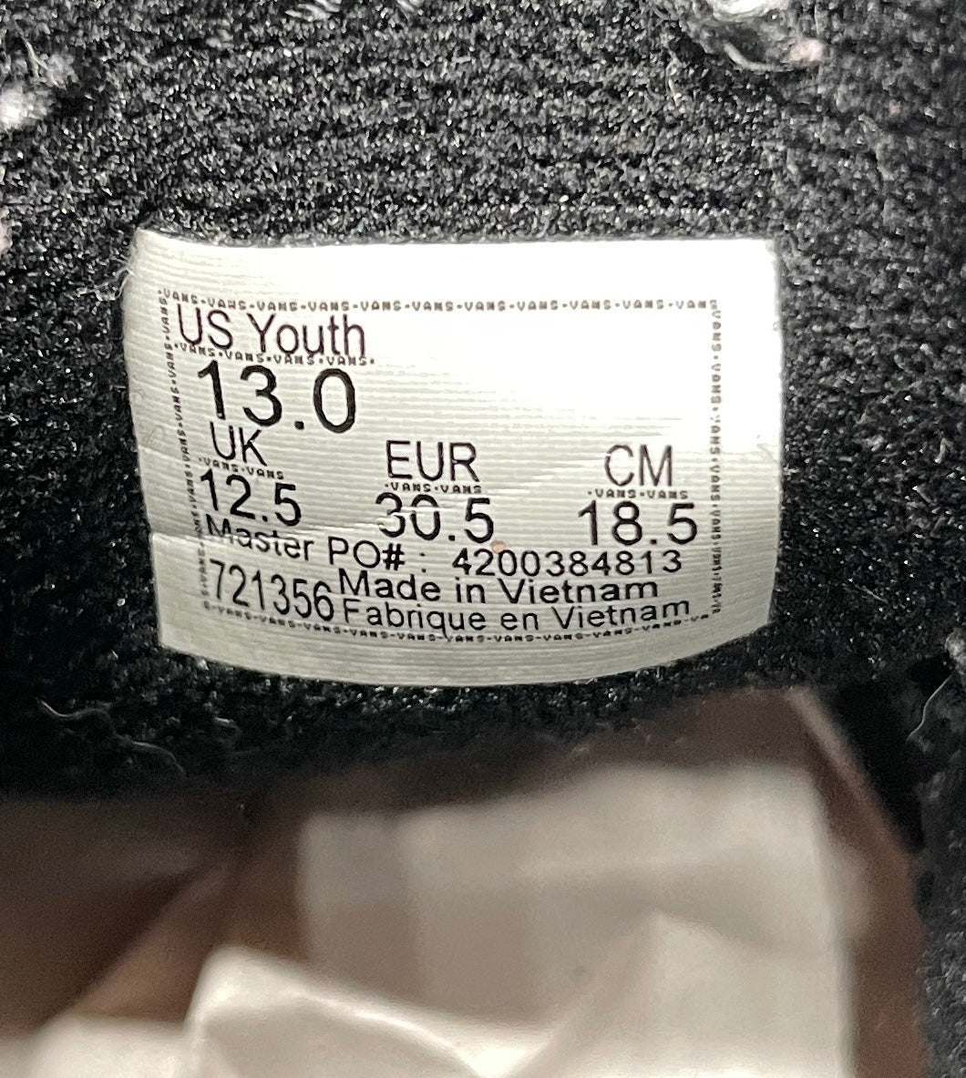 Vans Sk8-Hi Black and White Suede High Top Sneakers Unisex Youth 13