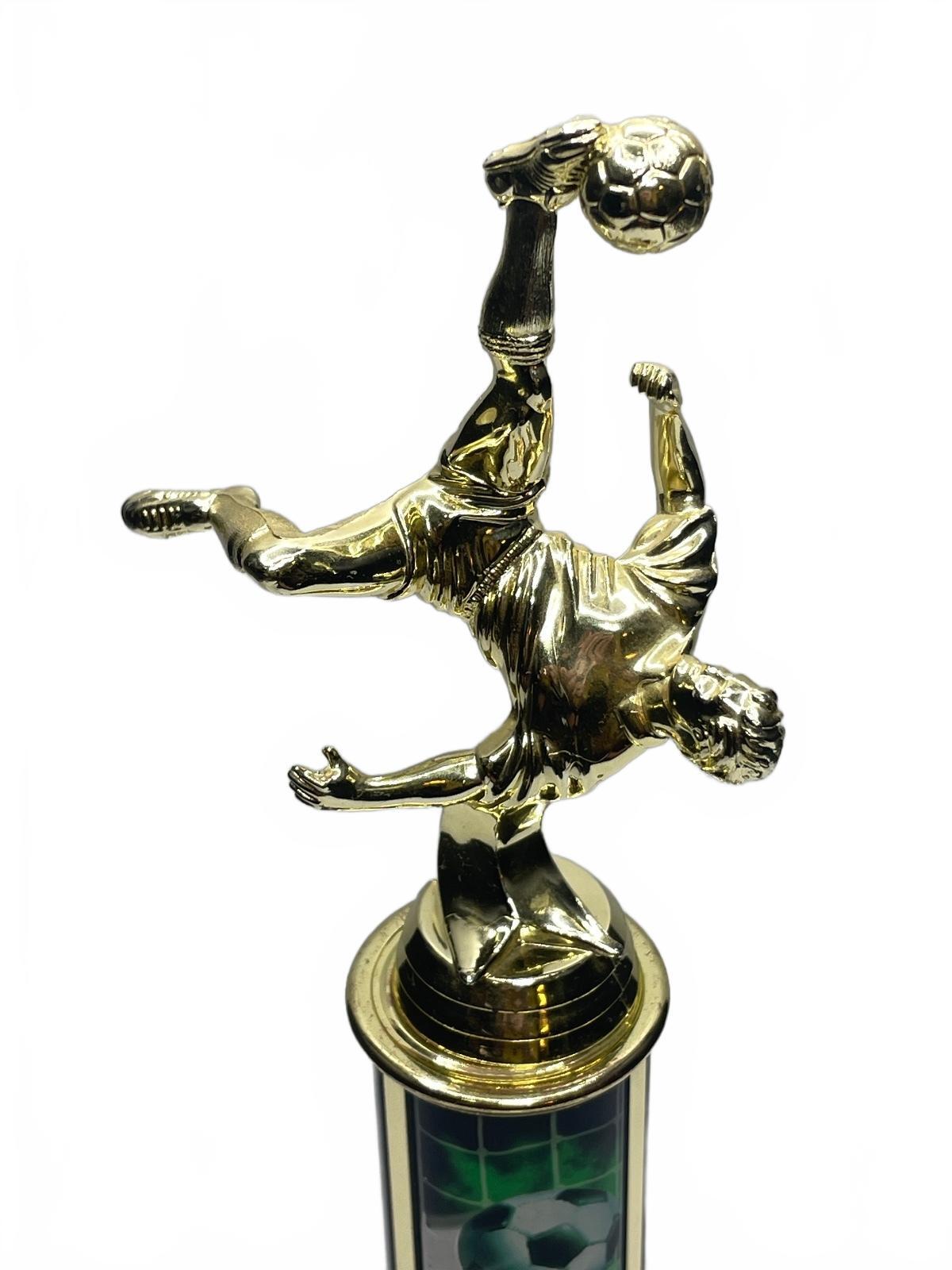 Vintage Soccer Trophy with Gold Player Figurine and Wooden Base 10" x 3"