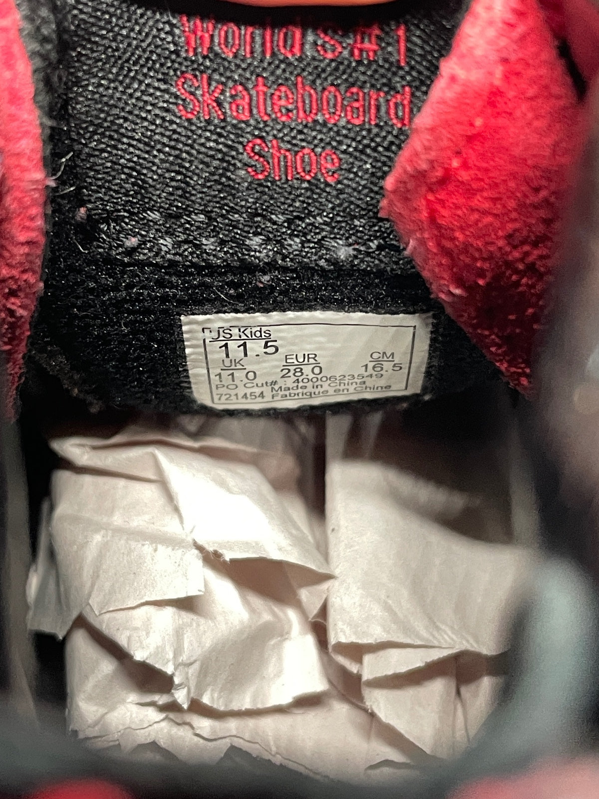 Vans Sk8-Hi Red and Black Suede Canvas High Top Sneakers Unisex Child 11.5