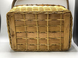 Woven Utensil Picnic Basket Caddy with Divided Compartments and Sturdy Handle