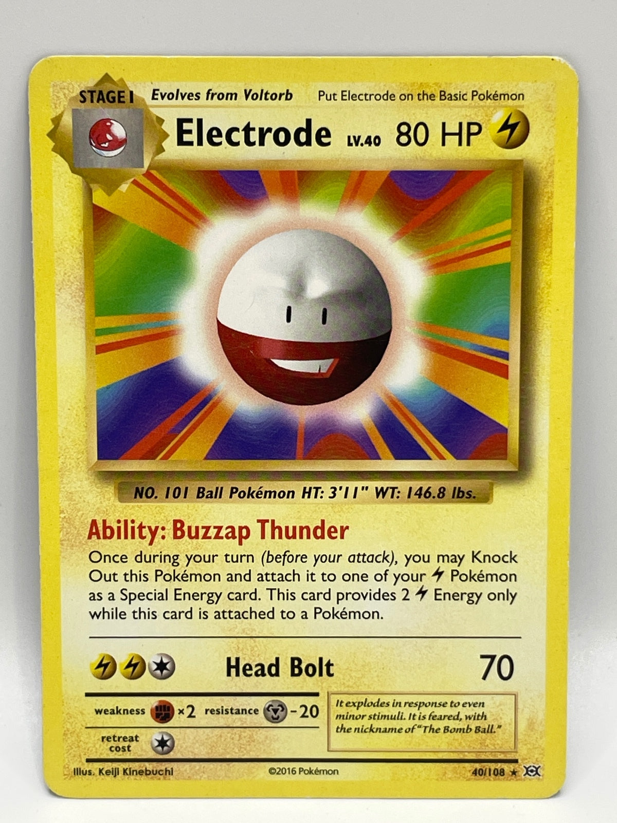 Pokémon Electrode Card XY—Evolutions Set 40/108 Rare Non-Holo Buzzap Thunder