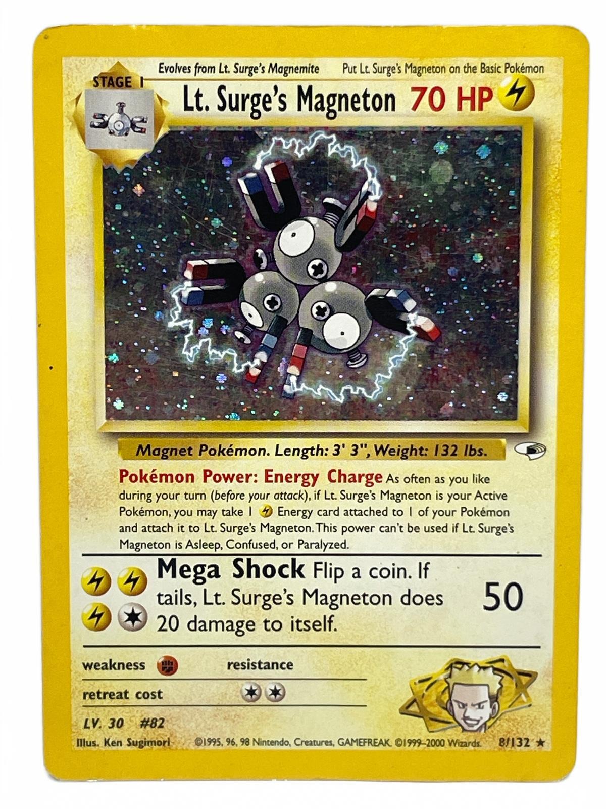 Lt. Surge's Magneton Pokémon Card 70 HP Holo Rare Gym Heroes Set 8/132