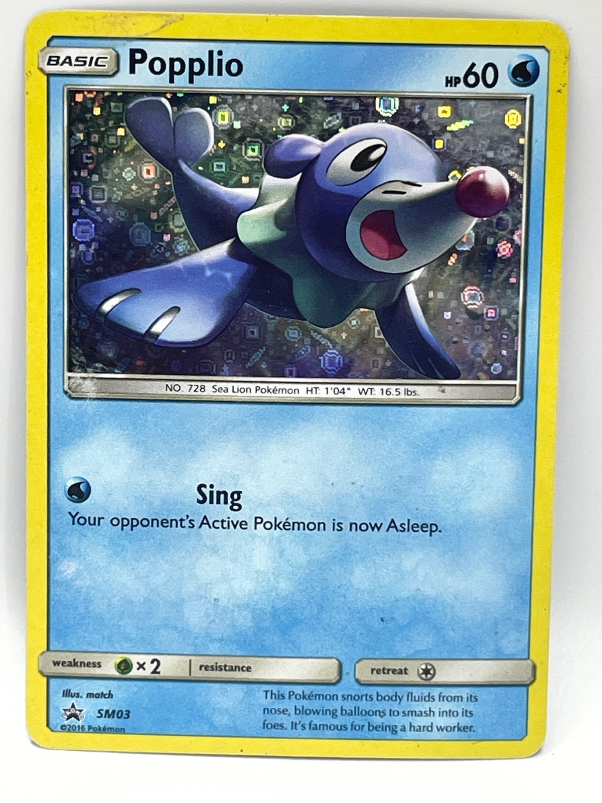 Pokémon Popplio SM03 Sun & Moon Black Star Promo Card
