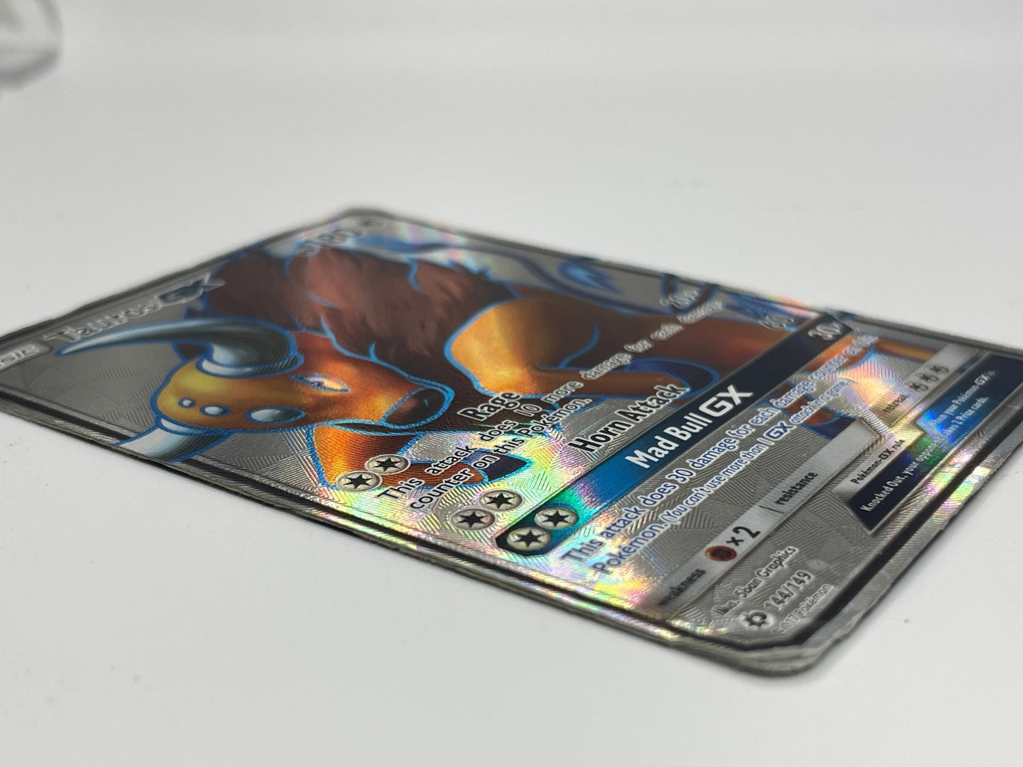 Tauros-GX Full Art Ultra Rare Pokémon Card 144/149 Sun & Moon Base Set