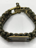 Military Style Paracord Bracelet with American Flag Plate + Flag Lapel Pin