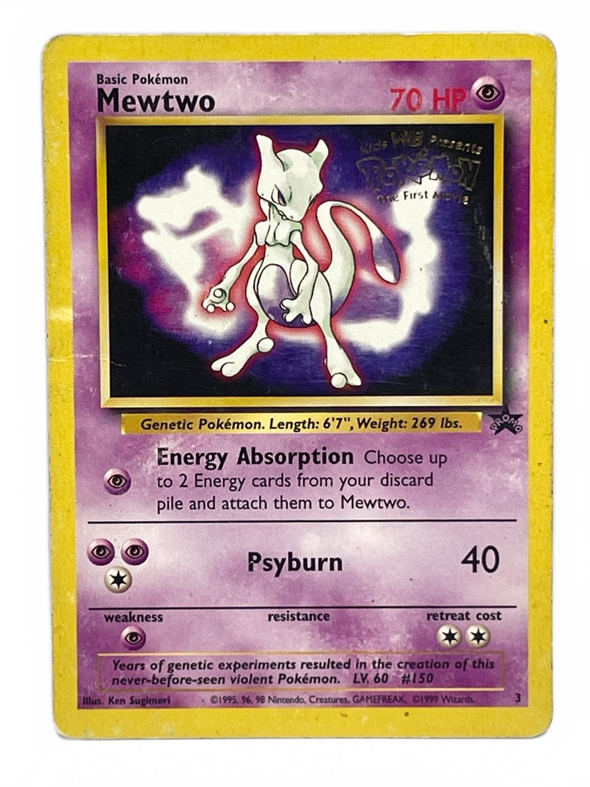 Mewtwo #3 Wizards Black Star Promo Pokemon Card 1999 Kids WB Presents The First