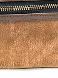 Brown Canvas and Leather Zippered Pouch 6" x 4"