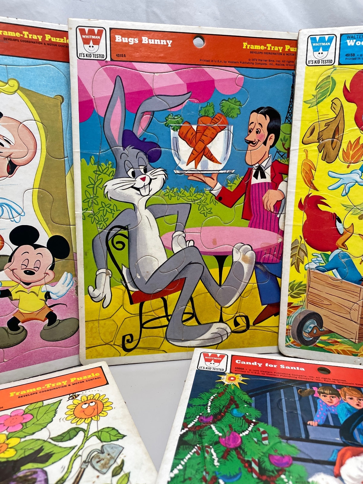 1969 - 1976 Vintage Whitman Frame-Tray Puzzles Set Featuring Mickey Mouse