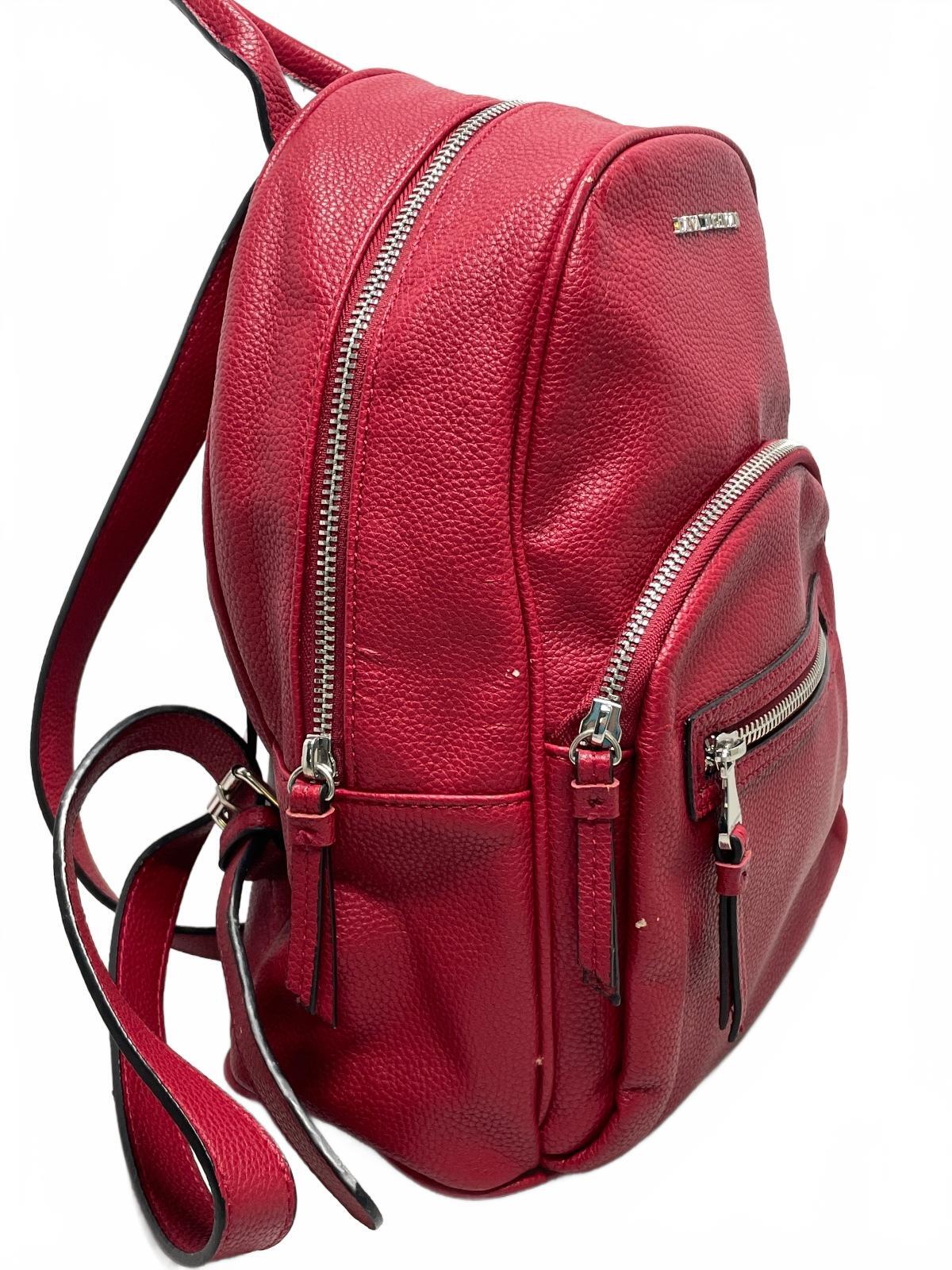 Dana Buchman Red Leather Backpack Has Picking 13" x 10" x 4"