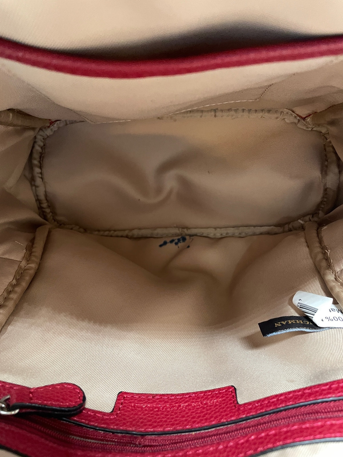 Dana Buchman Red Leather Backpack Has Picking 13" x 10" x 4"