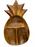 Vintage Pineapple Shaped Wooden Serving Tray with Three Compartments