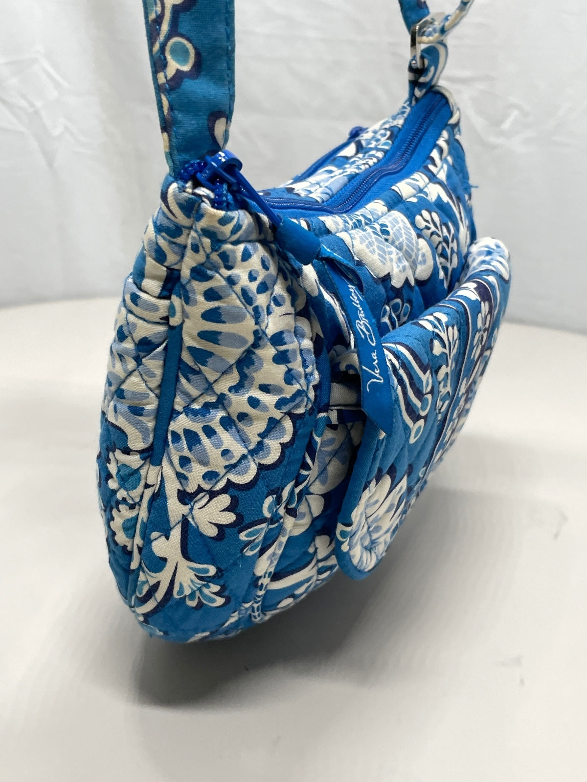 Vera Bradley Quilted Crossbody Bag in Blue Floral Print 8.5" x 5" x 3"