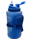 Blue Large Water Bottle with Side Zipper Pouch and Time Marker 74oz