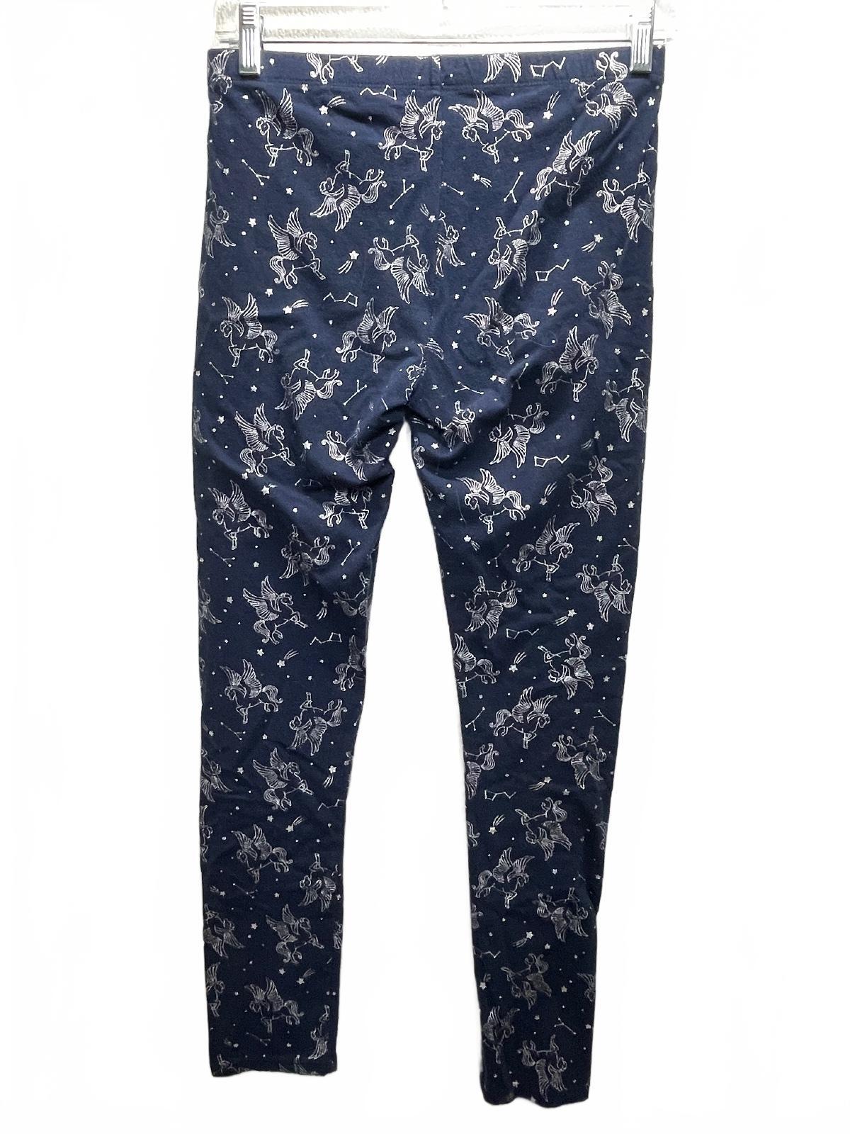 Navy Blue Silver Unicorn Constellation Print Leggings Girls Size 14/16