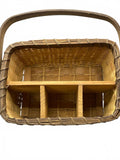 Woven Utensil Picnic Basket Caddy with Divided Compartments and Sturdy Handle