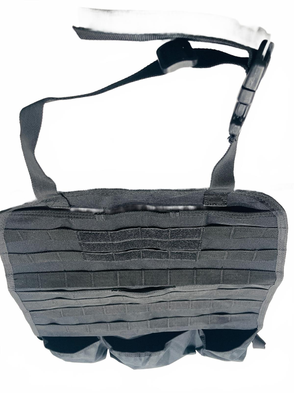 Black Tactical MOLLE Organizer Panel with Adjustable Straps and Storage Pouches