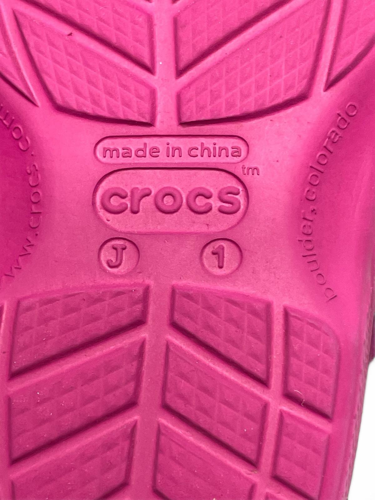Crocs Classic Lined Clogs in Pink with Black Fleece Lining, Child Size 6