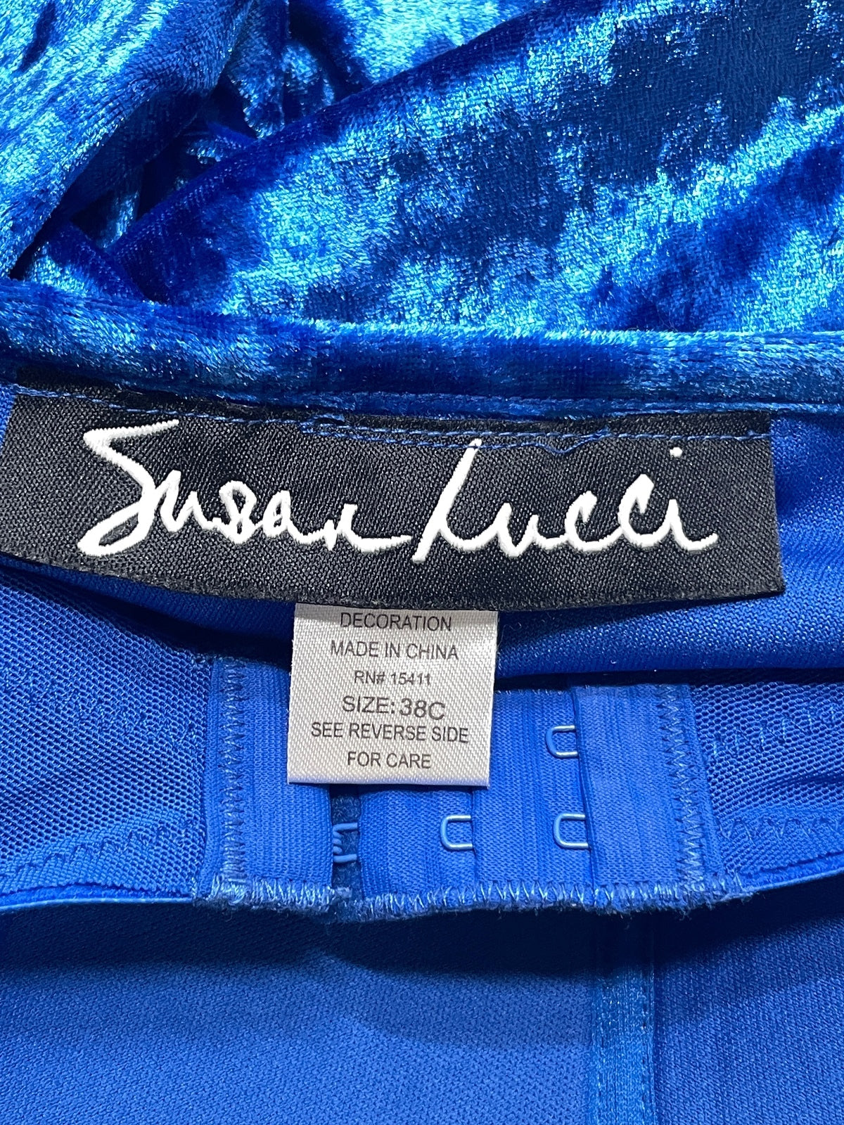 Susan Lucci Vintage Blue Crushed Velvet Camisole Top Size 38C