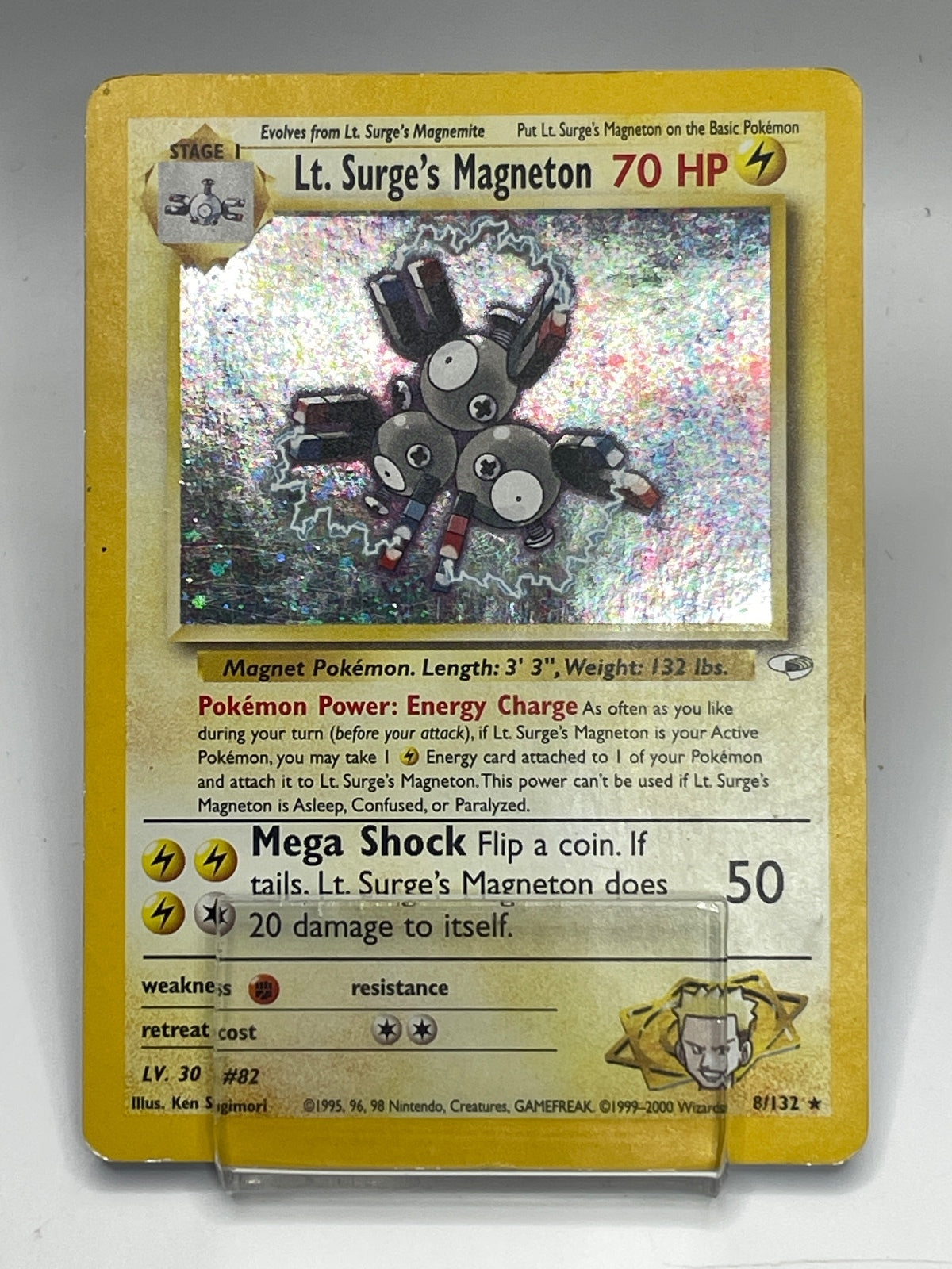 Lt. Surge's Magneton Pokémon Card 70 HP Holo Rare Gym Heroes Set 8/132