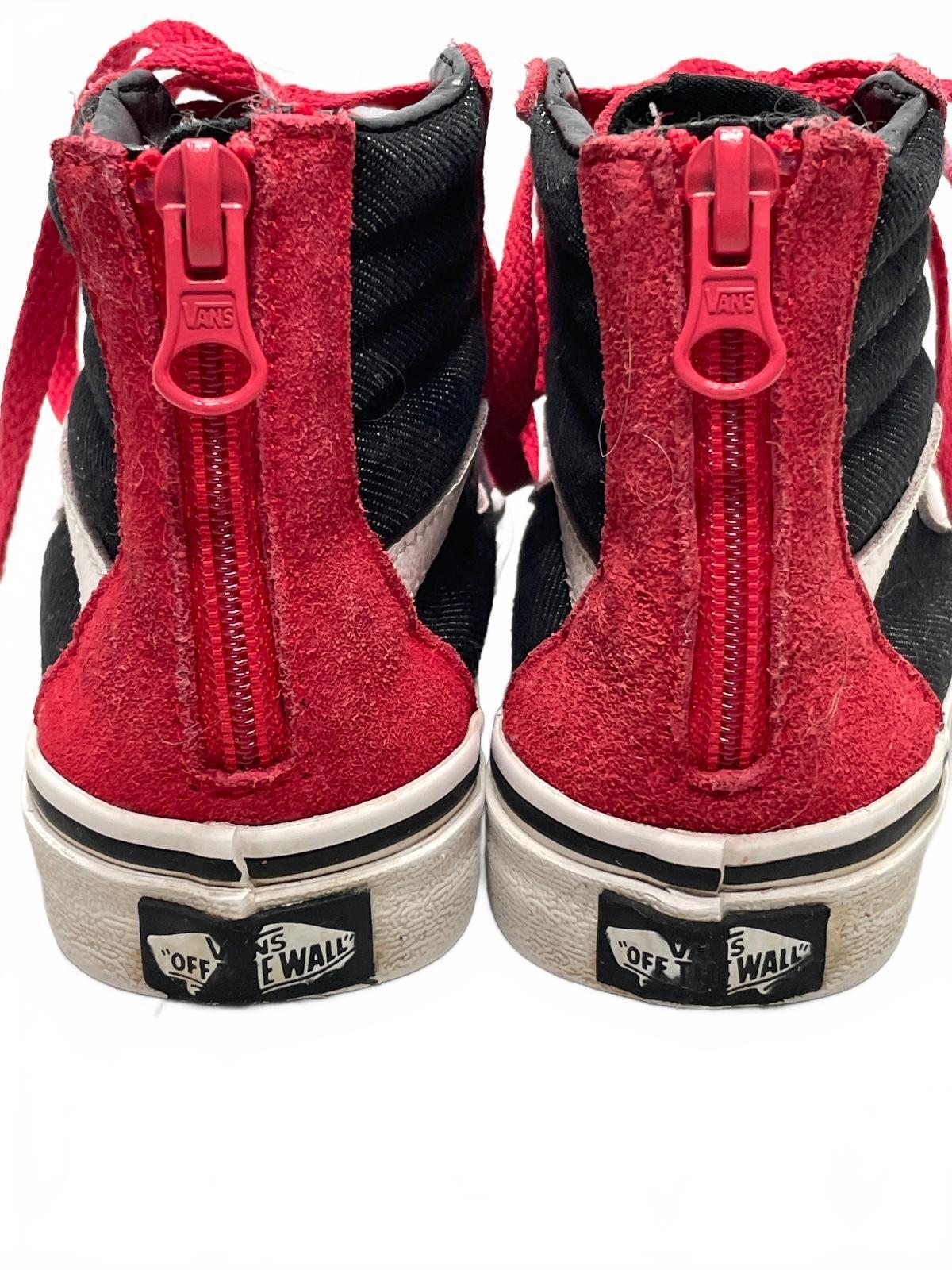 Vans Sk8-Hi Red and Black Suede Canvas High Top Sneakers Unisex Child 11.5