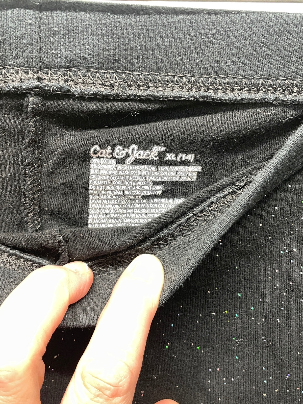 Cat & Jack Black Rainbow Speckled Leggings XL (14)