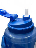 Blue Large Water Bottle with Side Zipper Pouch and Time Marker 74oz