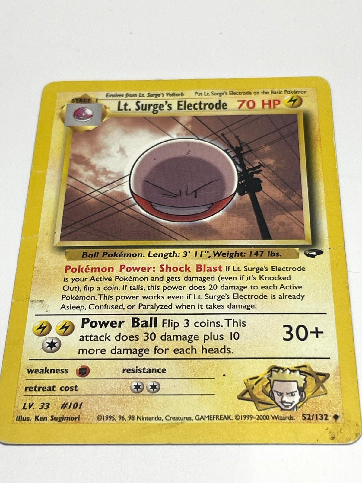 Lt. Surge's Electrode Pokémon Card - Gym Challenge 2000 #52/132