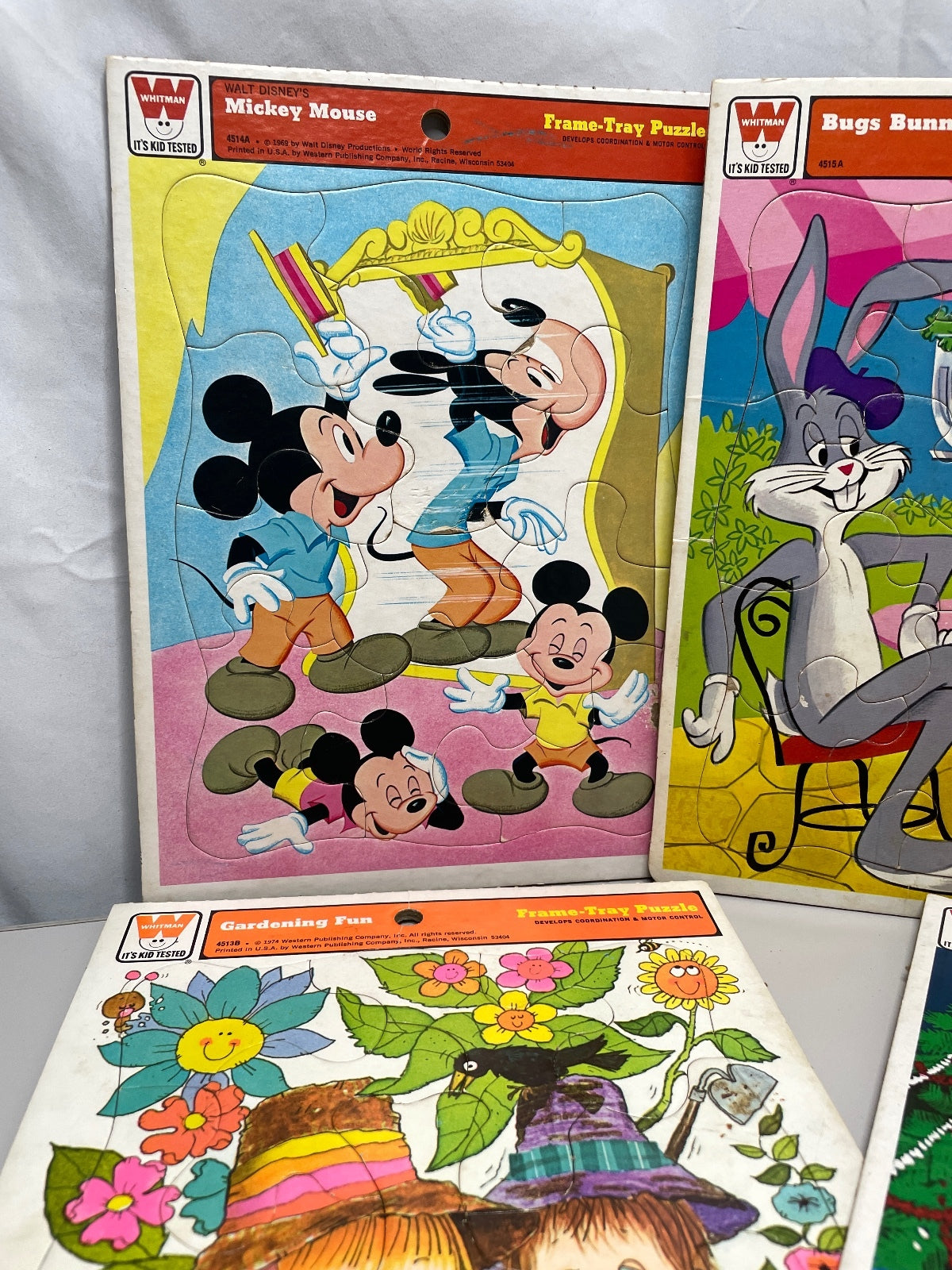 1969 - 1976 Vintage Whitman Frame-Tray Puzzles Set Featuring Mickey Mouse