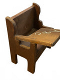 Vintage Handmade Wooden Doll School Desk Chair with ABC Design