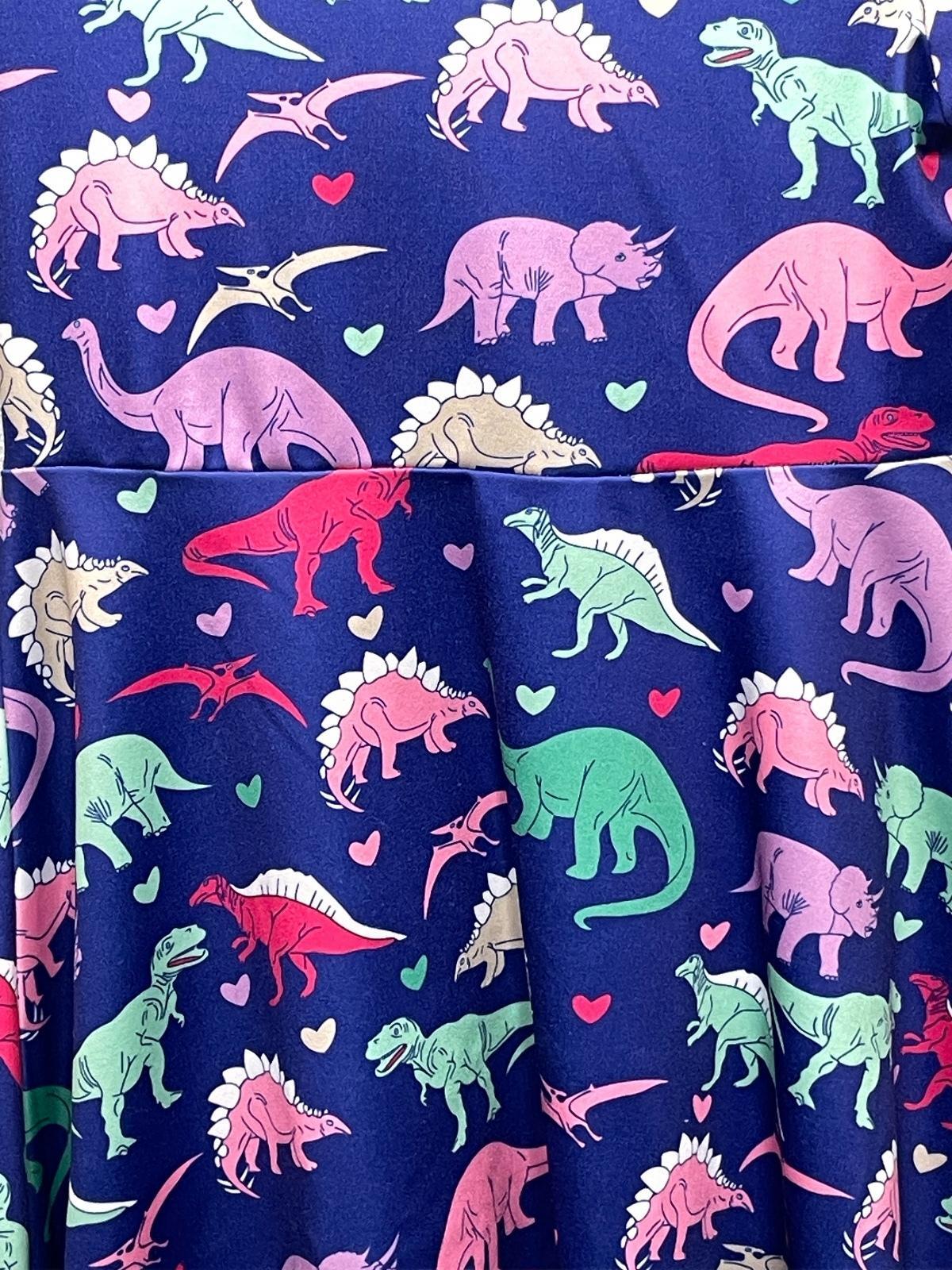 Funnycokid Girls' Dinosaur Print Short Sleeve Dress Girls XL