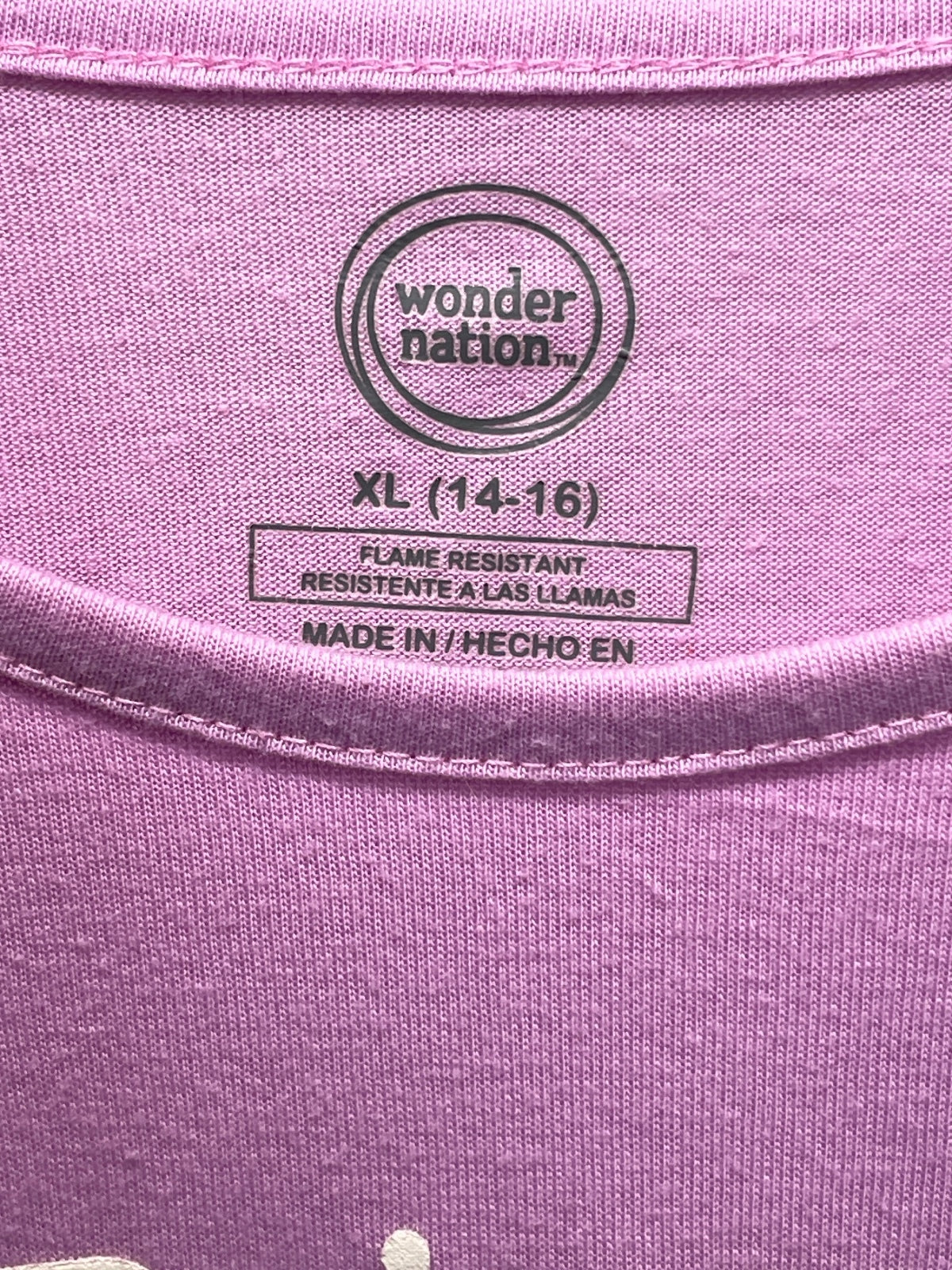 Wonder Nation Girls' Long Sleeve Purple Graphic Shirt XL 14-16