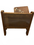 Vintage Handmade Wooden Doll School Desk Chair with ABC Design