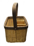 Woven Utensil Picnic Basket Caddy with Divided Compartments and Sturdy Handle