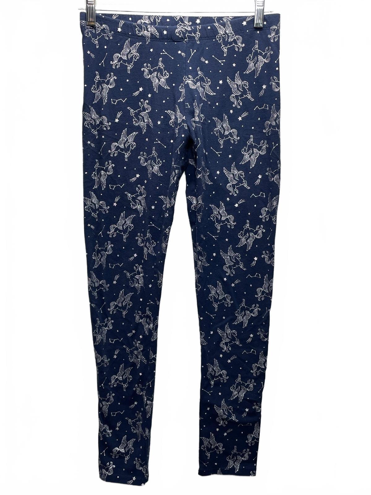 Navy Blue Silver Unicorn Constellation Print Leggings Girls Size 14/16