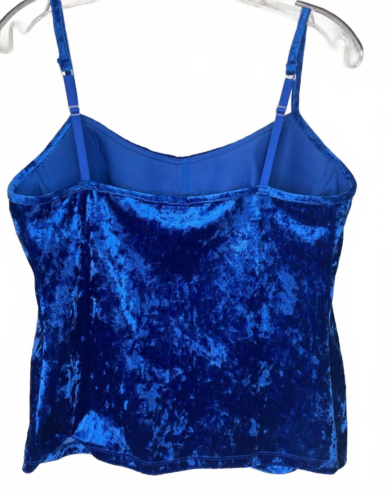 Susan Lucci Vintage Blue Crushed Velvet Camisole Top Size 38C