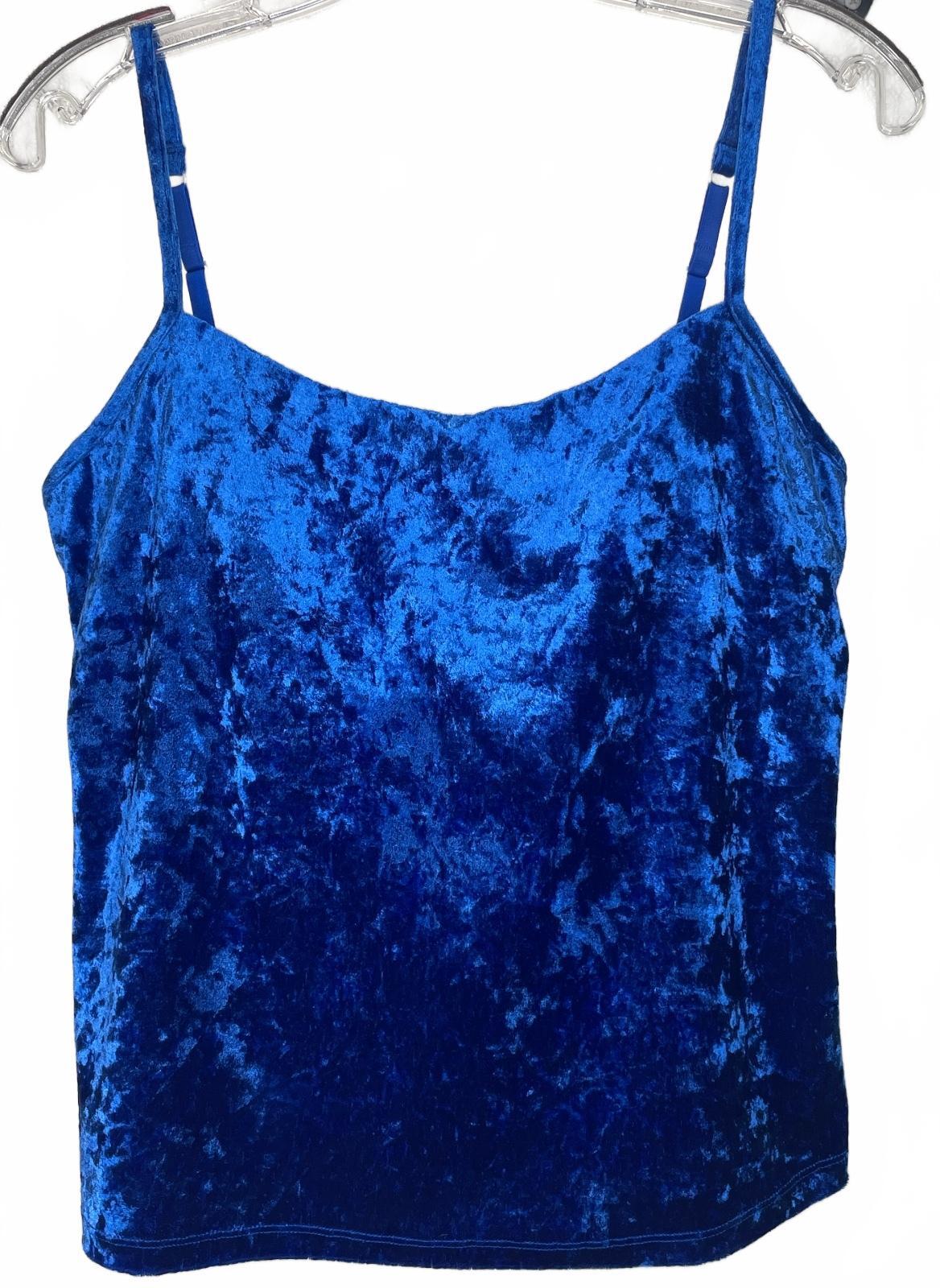 Susan Lucci Vintage Blue Crushed Velvet Camisole Top Size 38C