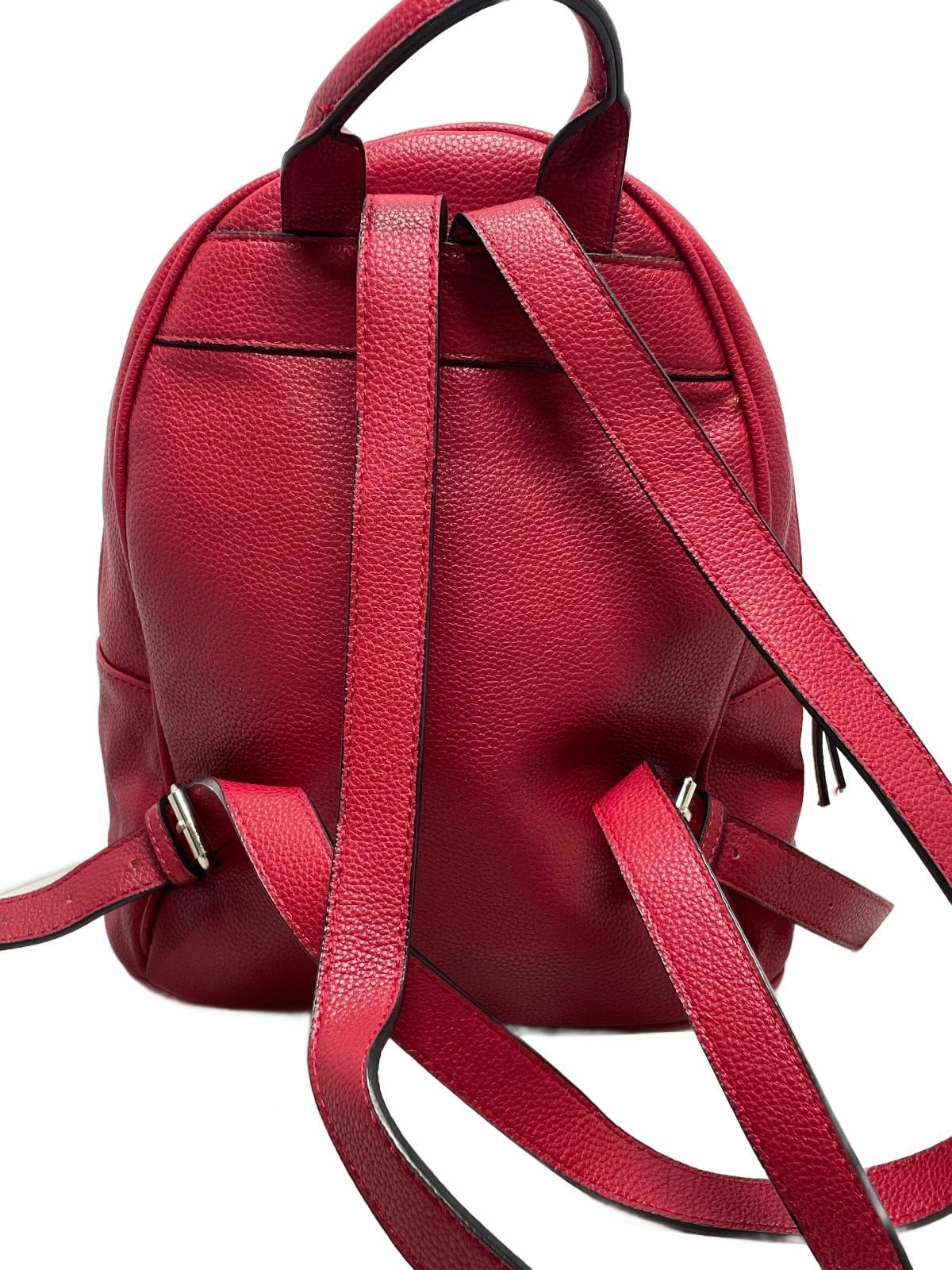 Dana Buchman Red Leather Backpack Has Picking 13" x 10" x 4"