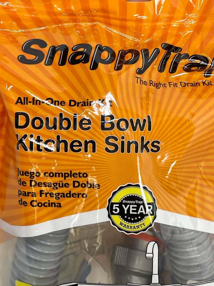 SnappyTrap All-In-One Drain Kit for Double Bowl Kitchen Sinks