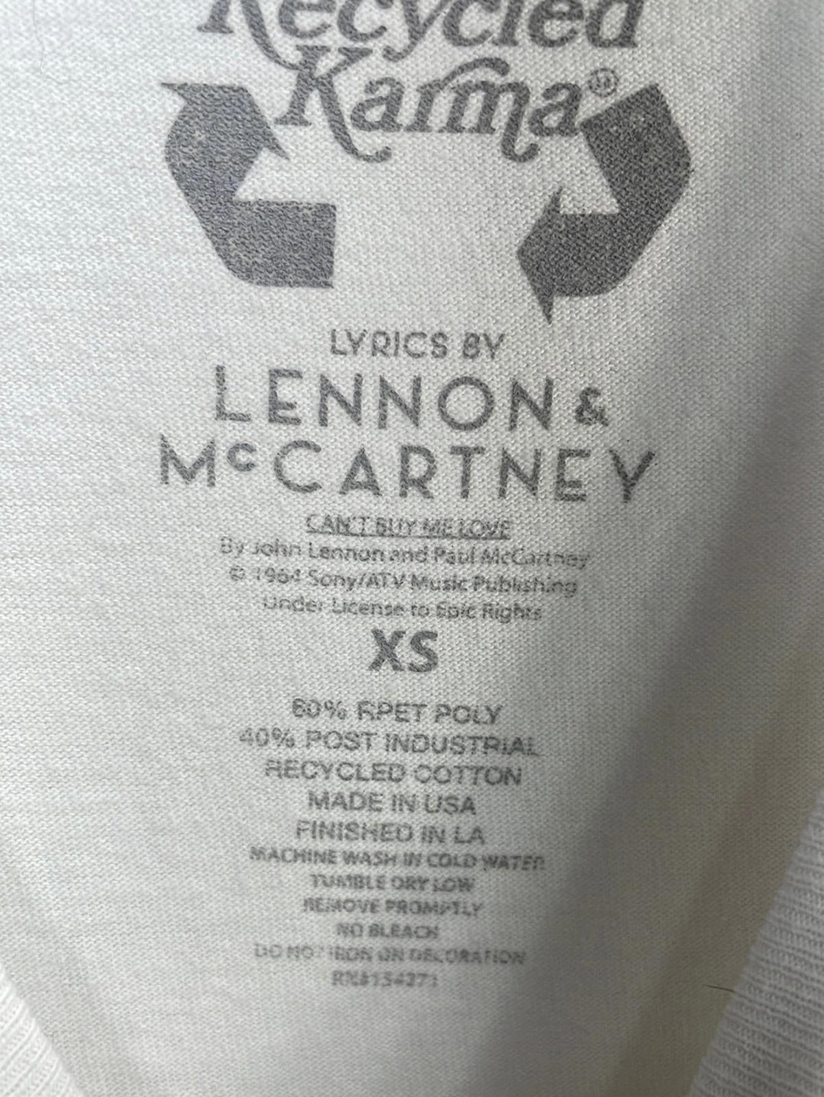 Can't Buy Me Love Graphic Tee White LT STAINING Mens XS