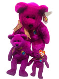 1999 TY Beanie Babies Millennium Bear Lot of 3 Magenta Plush Collectibles