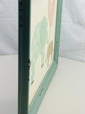 Hobby Lobby Art Teal Wooden Frame with Painted Elephants Mama/Baby 16" x 13"