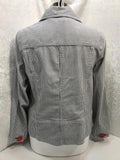 EUC Onque Grey & White Pin Stripe Blazer Shacket Large Orange Buttons Ladies S/M