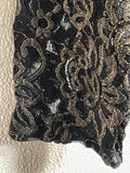 Chicos 3 Shirt Long Sleeve Black Mesh with Gold Embroidered Design Women's XL