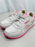 Reebok Classic Running Sneaker White & Pink with Pink Flowers Girls 3