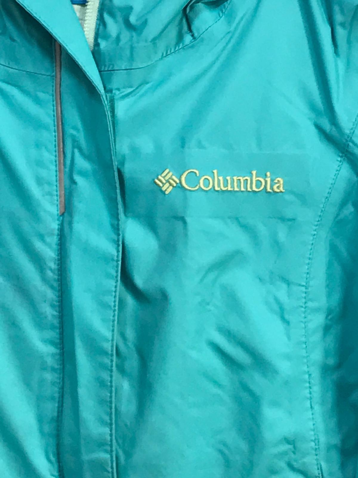 Columbia Full Zip Hooded Windbreaker Jacket TEAL Girls XS